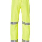 Yellow high-visibility pants with reflective silver stripes on the legs.