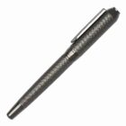 A textured black and silver pen with a clip on its cap, shown on a white background.