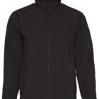 Black zip-up jacket with long sleeves and a stand-up collar, displayed on a plain background.