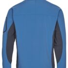 Blue and black jacket shown from the back, with long sleeves and a high collar.