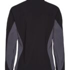 Black jacket with gray side panels, shown from the back against a white background.