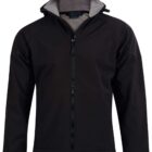Black zip-up jacket with a high collar and adjustable cuffs, displayed on a white background.