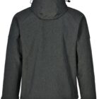 Dark gray hooded jacket shown from the back against a white background.
