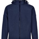 Navy blue zip-up hooded jacket with side pockets, displayed on a white background.