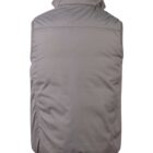 Light gray puffer vest shown from the back, with a high collar and smooth texture.