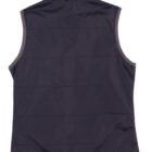 A sleeveless black vest shown from the back on a white background.