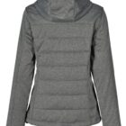 Gray hooded jacket shown from the back, with long sleeves and quilted pattern.
