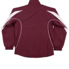 Maroon jacket with white curved stripes on the back and sleeves, shown on a white background.