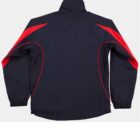Navy blue jacket with red accents, shown from the back.