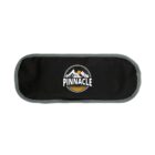 A black sleep mask with Pinnacle Hiking & Climbing logo and mountain graphic.