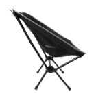 Black folding camping chair with mesh sides, shown from a side angle on a white background.