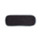 A rectangular black cloth pad with gray trim around the edges.