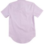 Light pink short-sleeve button-up shirt shown from the back on a white background.