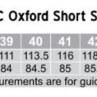Shirt size chart showing chest and body length measurements for sizes 38 to 50.