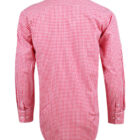 Red and white checkered long-sleeve shirt viewed from the back.