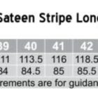Shirt size chart showing chest and body length measurements for sizes 38 to 50.