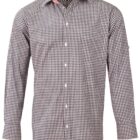 Long-sleeve black and white checkered button-up shirt with a front pocket.