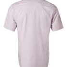 Back view of a light purple short-sleeve collared shirt on a plain white background.