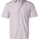 Light purple short-sleeve button-up shirt with a chest pocket on a white background.