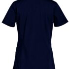 Back view of a plain, short-sleeve, dark navy blue T-shirt on a white background.