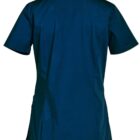 Navy blue short-sleeve shirt shown from the back against a white background.