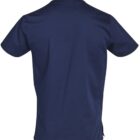 Plain navy blue short-sleeve t-shirt shown from the back.