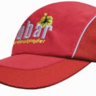 Spring Woven Fabric Cap with mesh side panels, Cobar logo, and yellow flower detail.