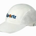 Brushed Cotton Caps with embroidered Sportz logo on front, in white.