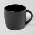 The Boston Matt Black ceramic mug with handle sits on a light gray background.