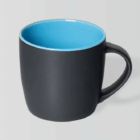 Boston Matt Black mug with blue interior, shown on a light gray background.