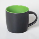 Boston Matt Black mug with green interior shown on a white background.