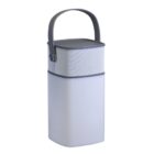 White I-Camp Camping Lantern with black handle and modern design, great for adventures.