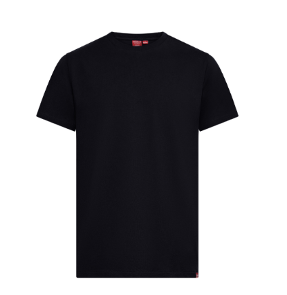 Redland Cotton Tee, plain black short-sleeve t-shirt on a white background.