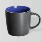 Boston Matt Black mug with blue interior displayed on a plain light background.
