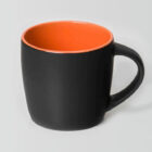 Boston Matt Black mug with orange interior, displayed on a plain white background.