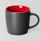 Boston Matt Black mug with red interior on a light gray background.
