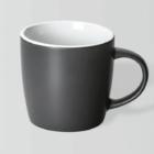 The Boston Matt Black ceramic mug has a white interior and sits on a light gray background.