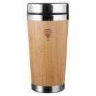 Bamboo Jackson Mugs travel mug with stainless steel lid, bottom, and CROWN logo.