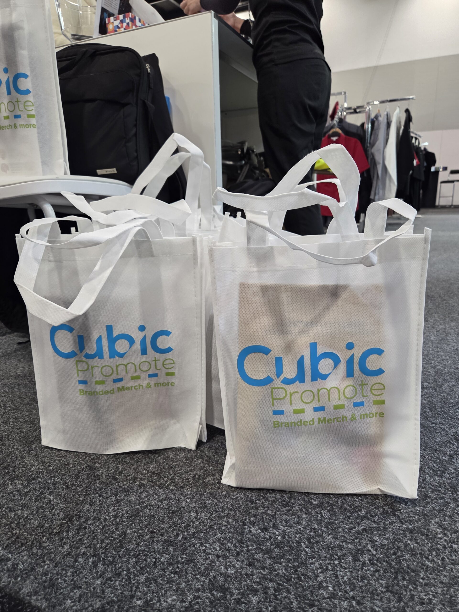 A group of white bags with blue text, perfect for gaming 2025 enthusiasts.