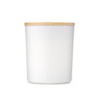 White cylindrical container with light wooden lid, perfect for The First Impressions Hampers.