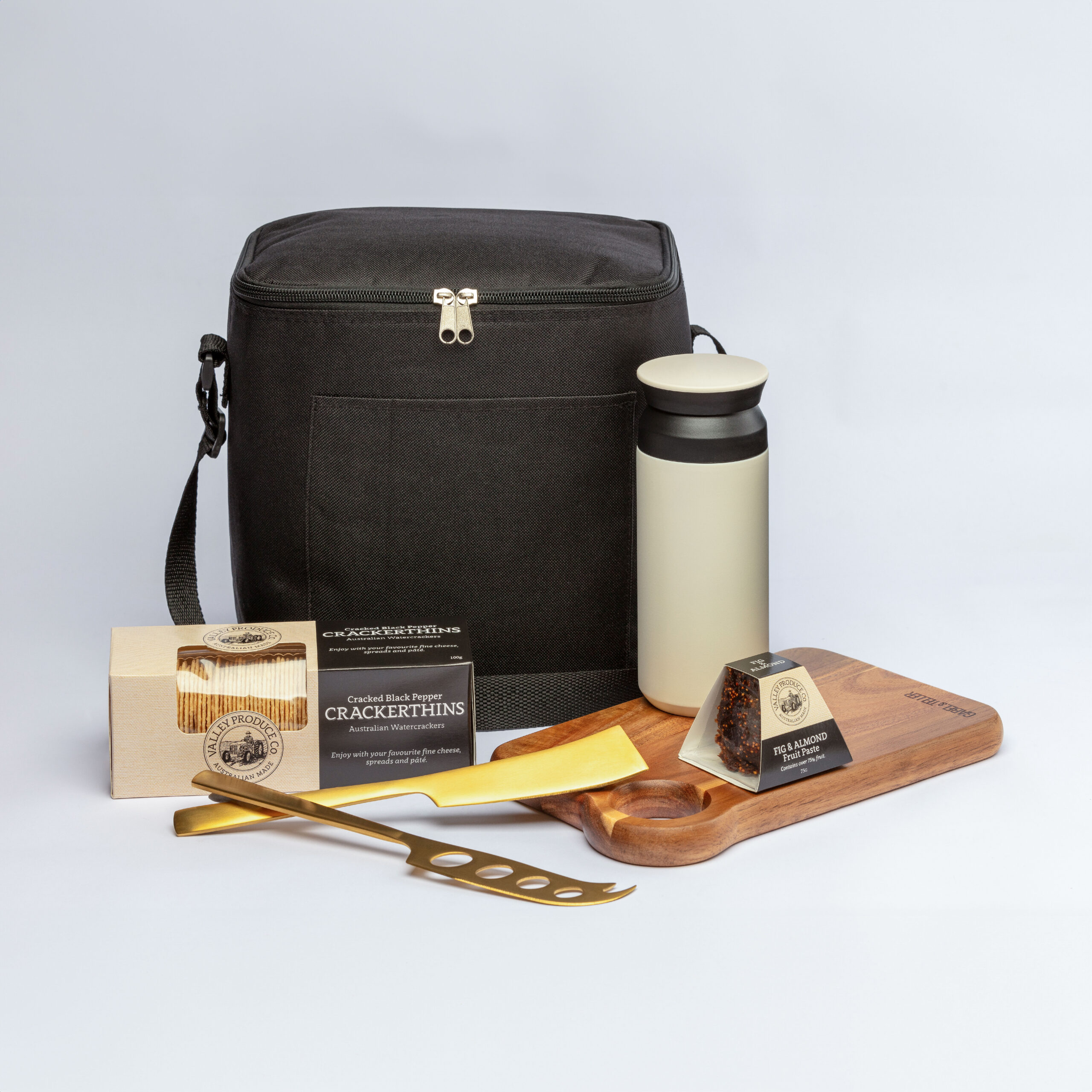Gift set with black cooler bag and snacks, perfect for Graze Hampers or Professional Hampers.