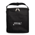 Black insulated lunch bag with handle, front pocket, and Graze Hampers logo on the front.