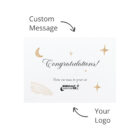 White card with “Congratulations!”, stars, crescent moon, and space for a Graze Hampers logo.