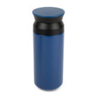 Blue insulated travel mug with black lid, ideal for Graze Hampers or Professional Hampers.