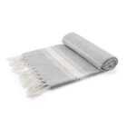 Gray and white striped throw blanket with fringe for The Executive Celebration Hampers.