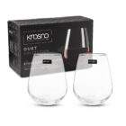 Two stemless wine glasses—ideal for The Chandon Milestone Hampers gift presentation.