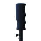 Ergonomic handle grip on Linus Umbrellas pole with latch for rain protection.