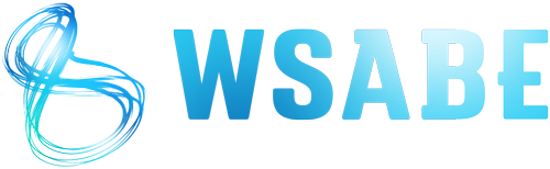 Blue abstract swirl logo, bold WSABE text for the 2025 Sydney and Western Sydney Business Awards.