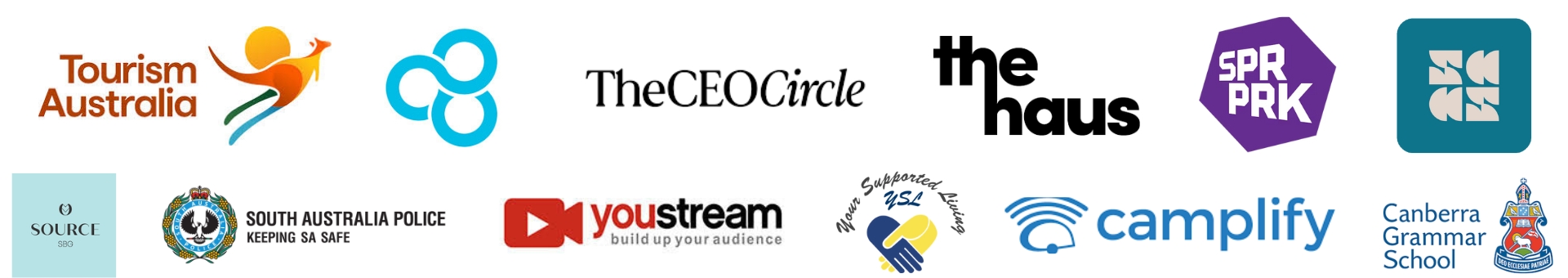 A collection of various Australian company and organization logos in two rows.