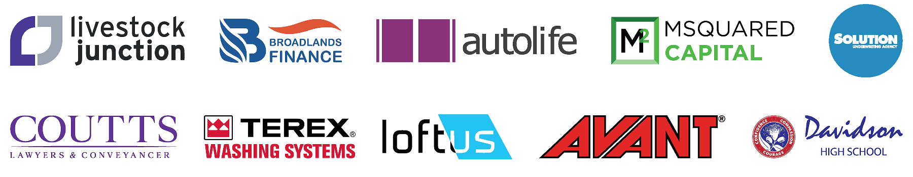 A collection of ten different business logos arranged in two rows.